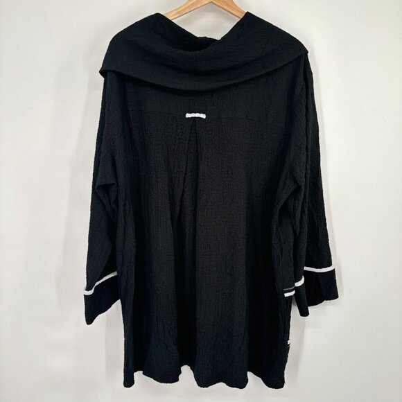 Ali Miles Black Cowl Neck crinkle Tunic Top size 2X plus Pockets women's - Picture 12 of 12